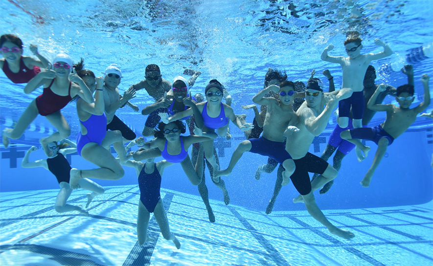 Chase Kalisz with Age Group Swimmers