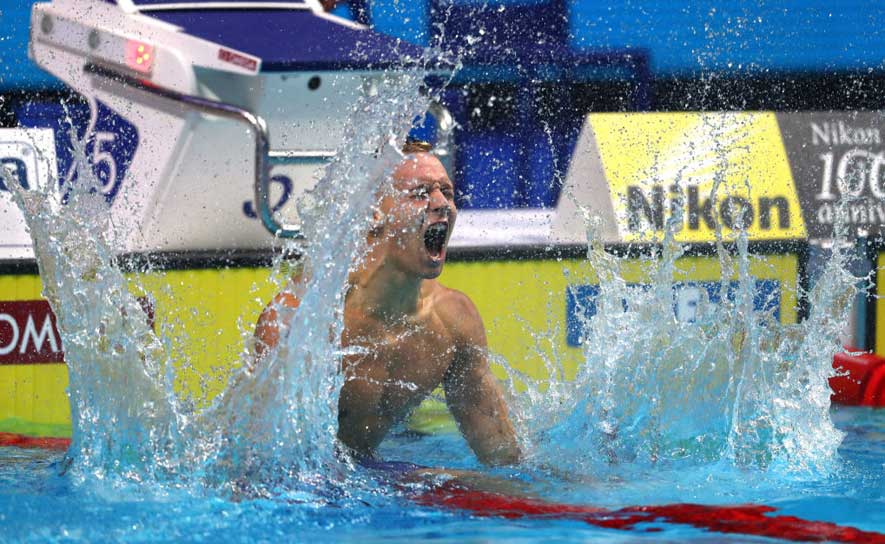 Caeleb Dressel Celebrating - 2017 Worlds