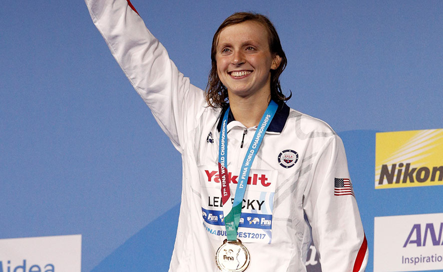 Katie Ledecky Medal Ceremony - 2017 Worlds