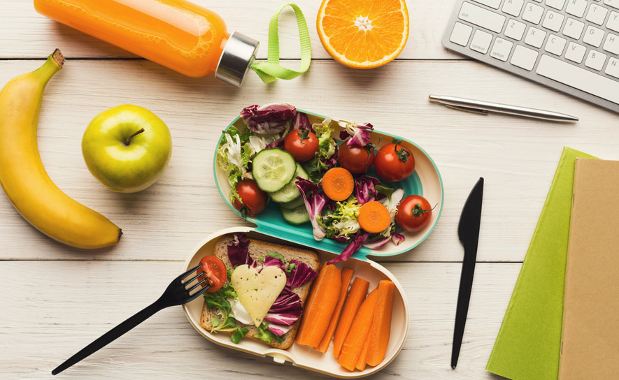 Fruit and Veggies on Desk