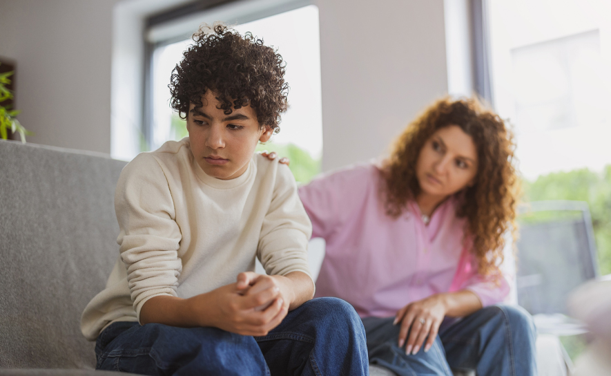 Worried Boy with Mom