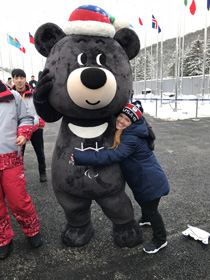 Erin Popovich with mascot